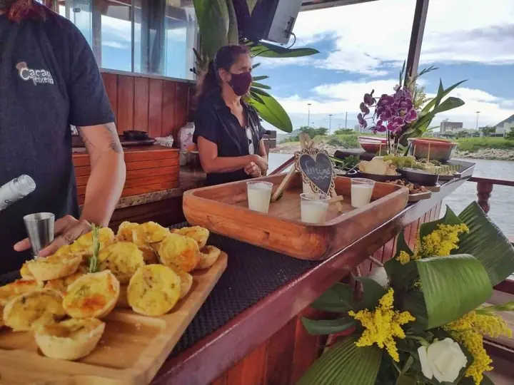 Starter buffet served at a yacht’s counter
